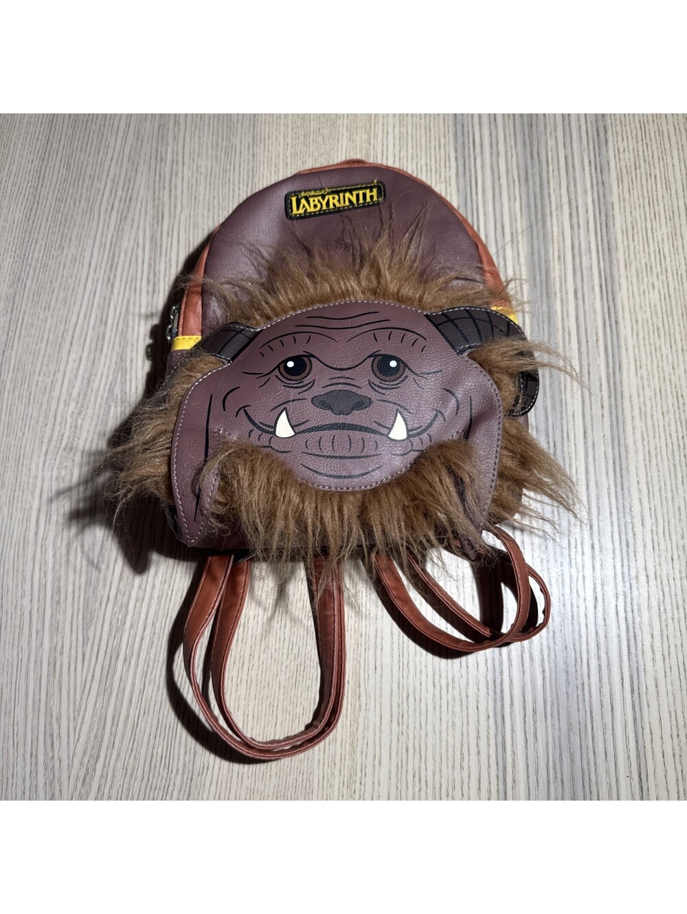 Jim Henson Labyrinth Ludo Cosplay Mini Backpack Faux Fur Brown Costume Bag VTG